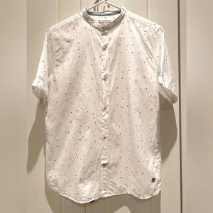 Zara Kids “Summer Collection” white print button-up shirt